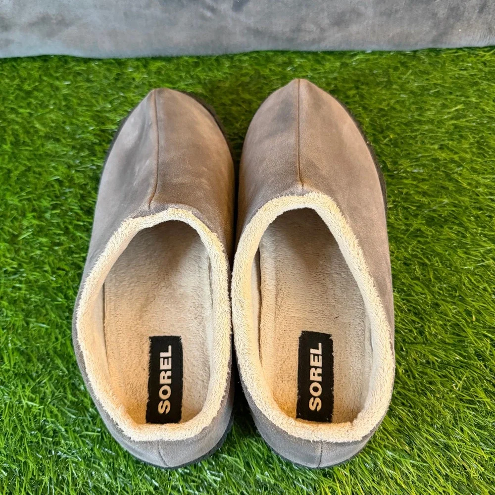 Sorel Kids Lanner Ridge II Gray Suede Shearling Lined Clog Slippers Youth Size 5